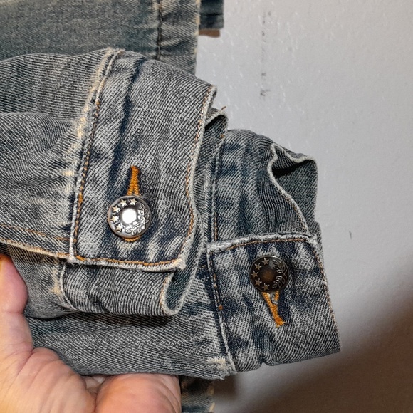 MODA Vintage Distressed Lined Jean Jacket Small - Picture 8 of 10